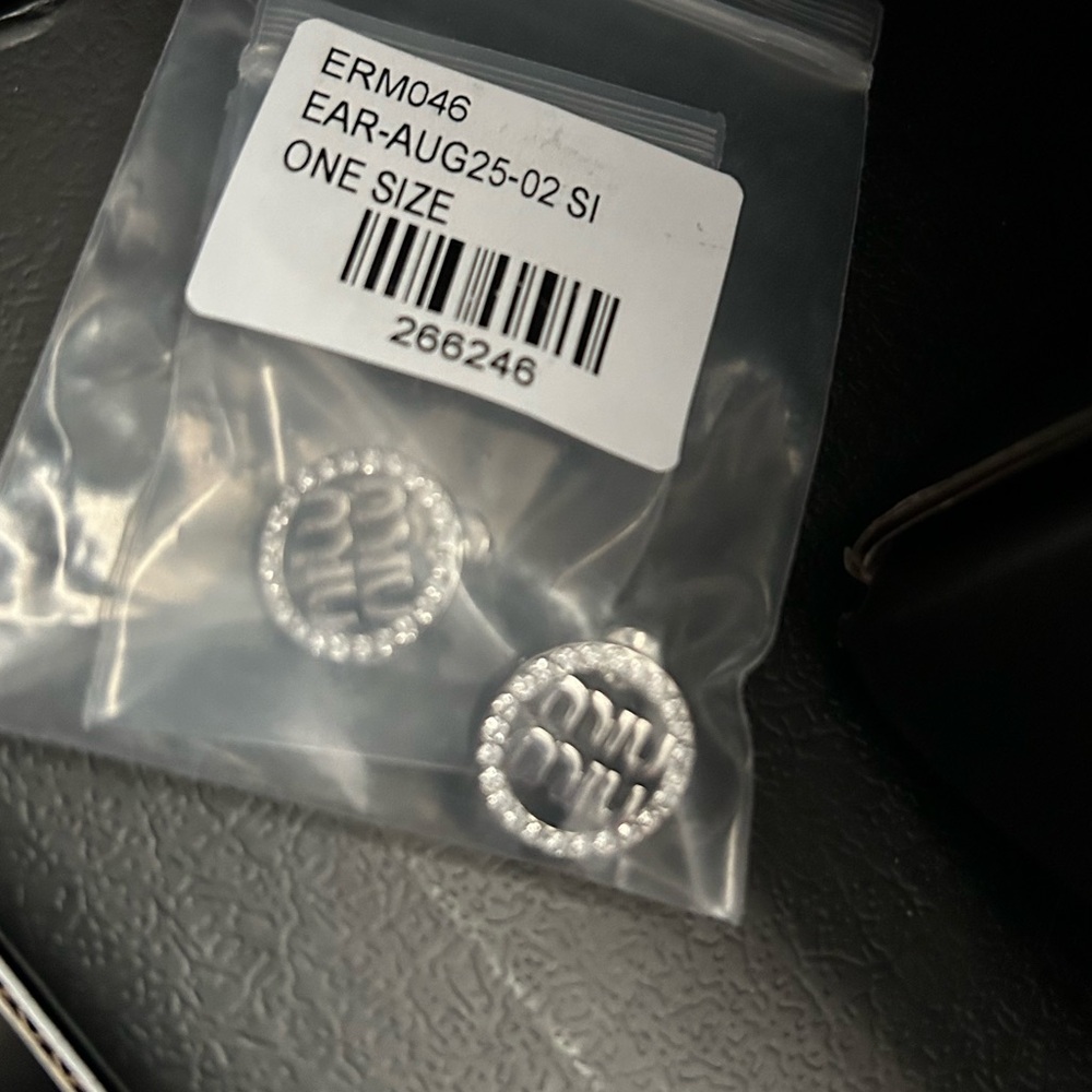 Miu Logo Stud Earrings - Picture 3 of 5